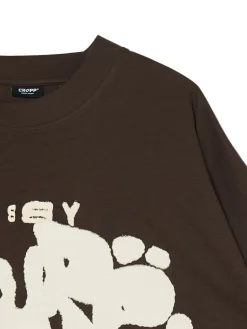 Cropp Koszulki*Brązowa koszulka z nadrukiem i aplikacją