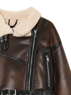 Cropp Kożuszki, Futerka|Kurtki, Płaszcze*Brązowa kurtka z imitacji skóry