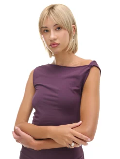 Cropp Sukienki, Kombinezony*Burgundowa sukienka maxi z marszczeniem