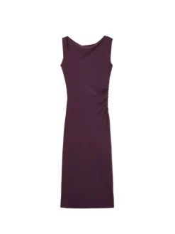 Cropp Sukienki, Kombinezony*Burgundowa sukienka maxi z marszczeniem