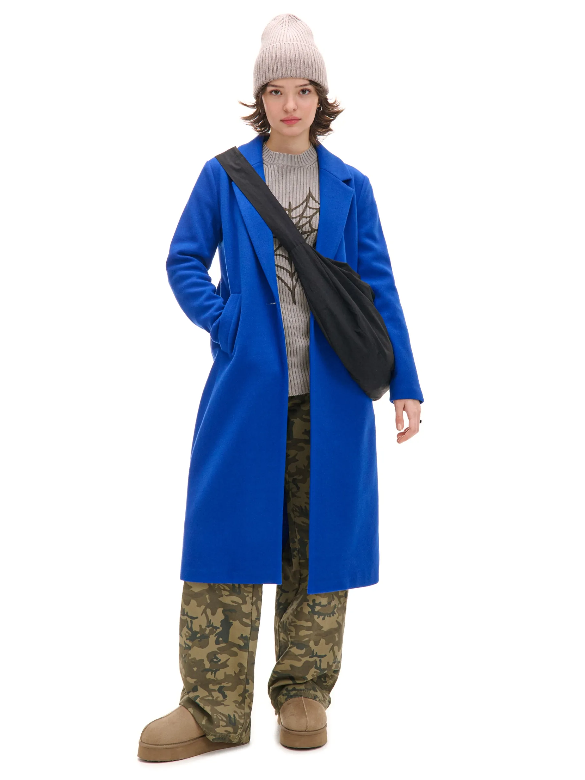 Cropp Kurtki, Płaszcze*Chabrowy długi płaszcz