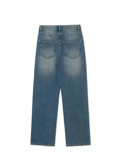 Cropp Jeansy*Ciemnoe jeansy straight z efektem sprania