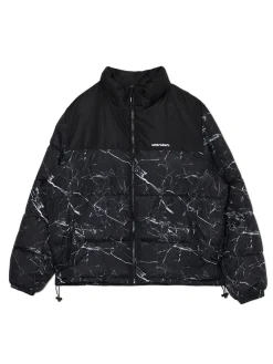 Cropp Kurtki Zimowe|Kurtki, Płaszcze*Ciemnoszara kurtka puffer z nadrukiem