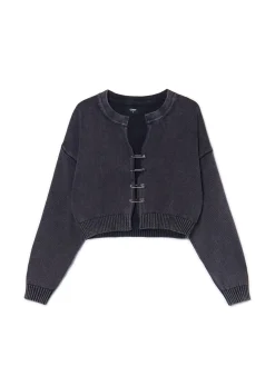 Cropp Swetry*Ciemno kardigan z agrafkami