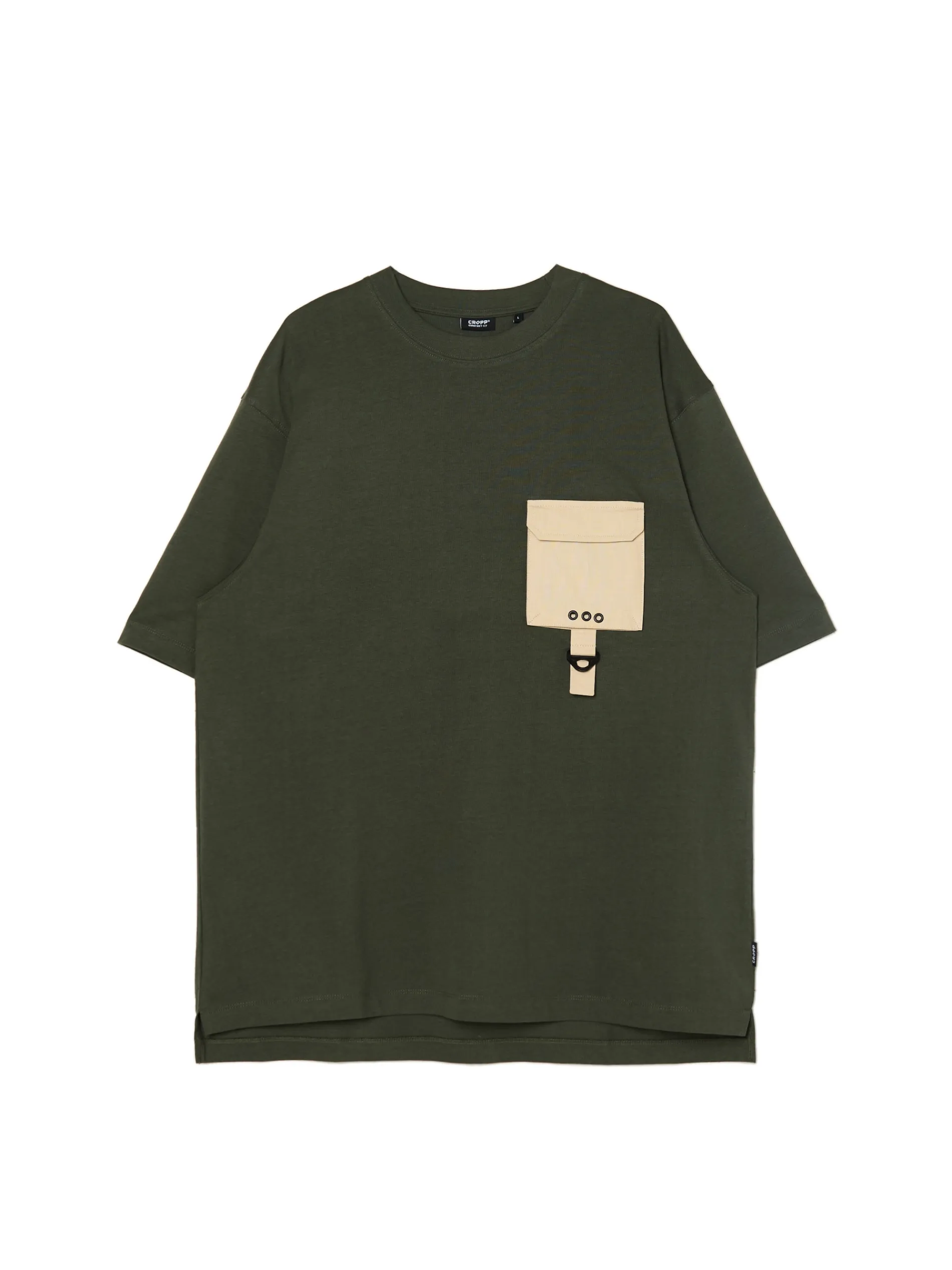 Cropp Koszulki*Ciemnozielona koszulka z kieszenią