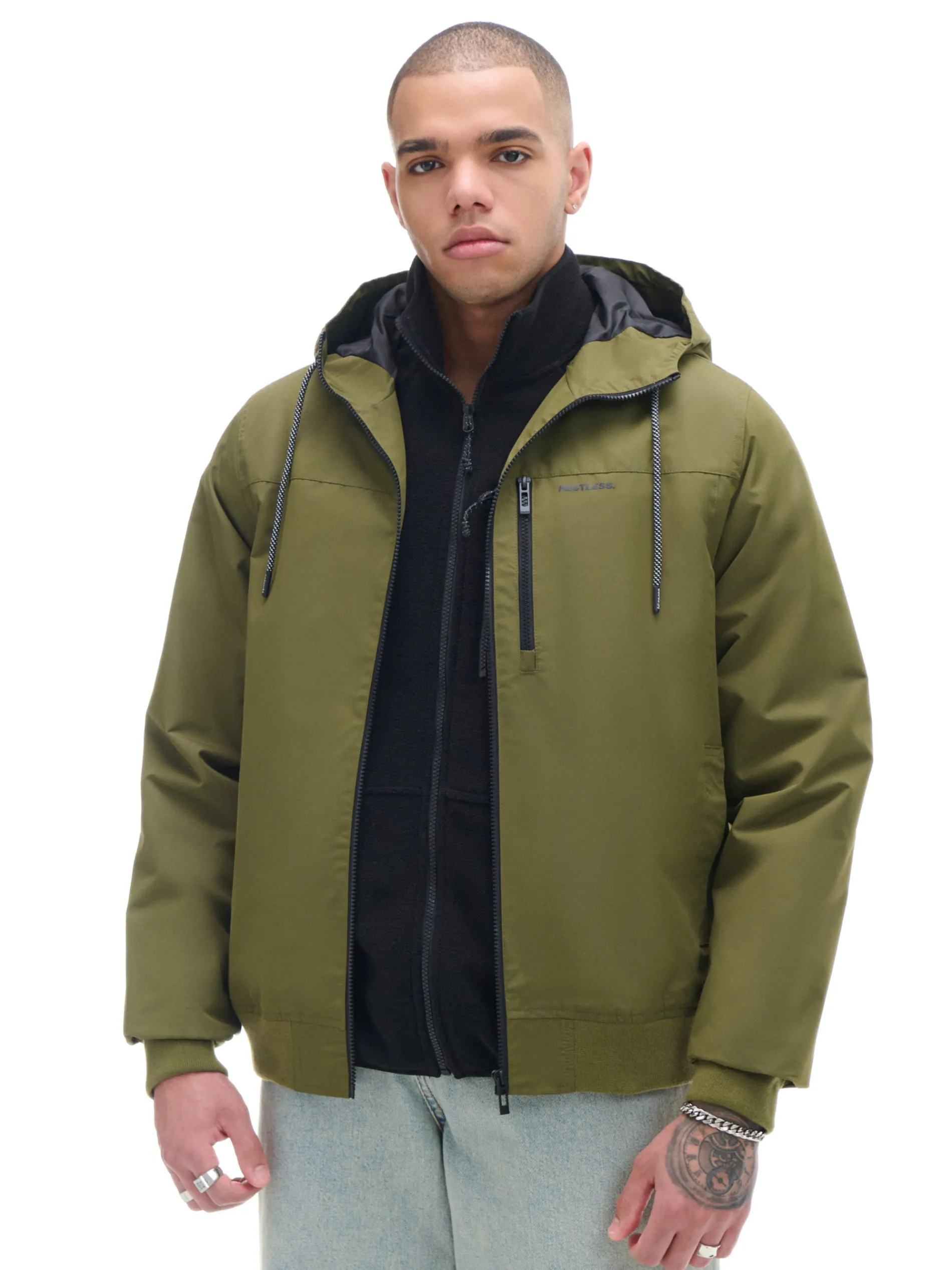 Cropp Kurtki, Płaszcze*Ciemnozielona kurtka z kapturem