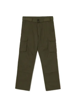 Cropp Spodnie*Ciemnozielone spodnie comfort z paskiem