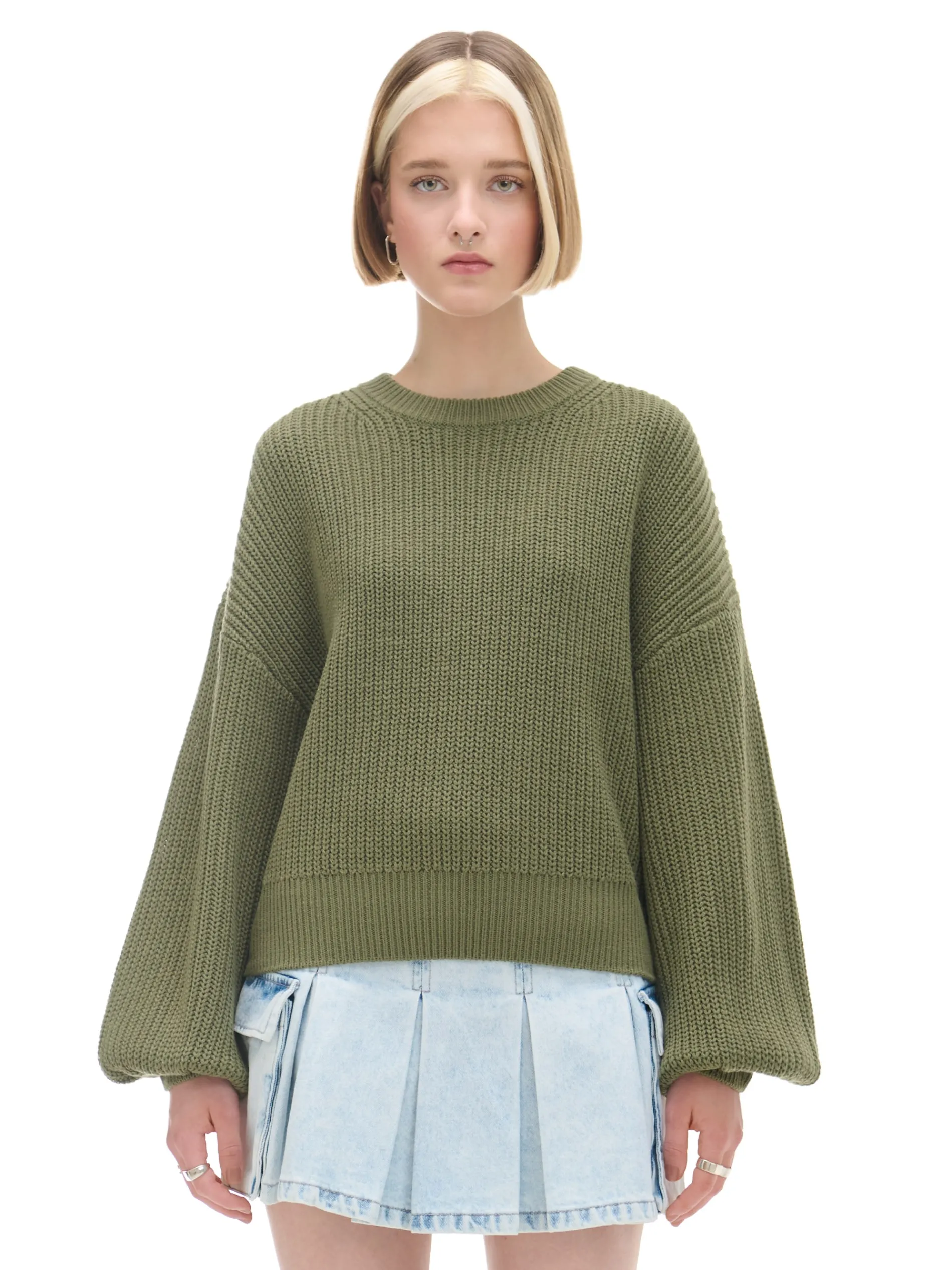 Cropp Swetry*Ciemno sweter z szerokim rękawem