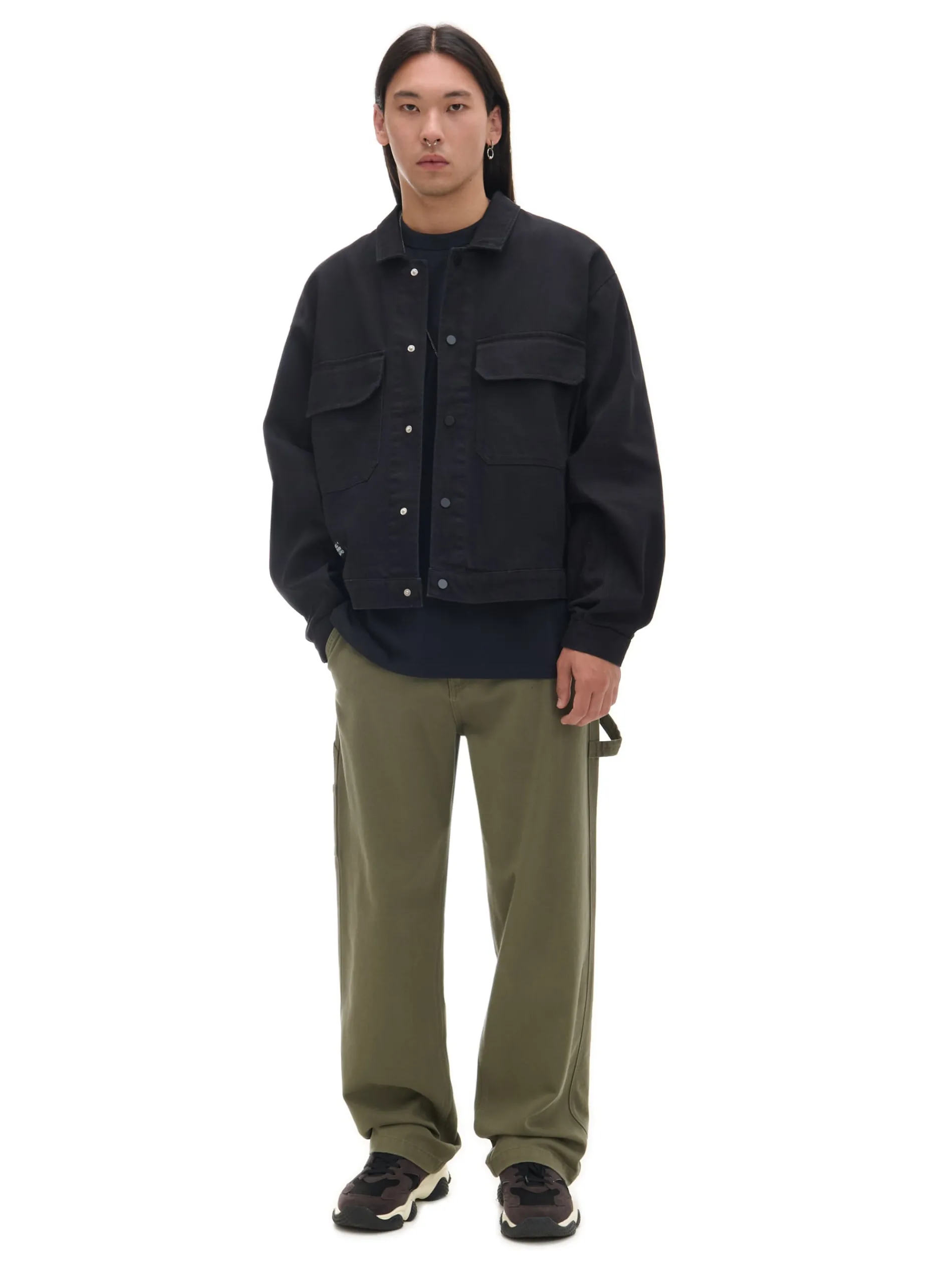 Cropp Kurtki, Płaszcze|Denim*Czarna bawełniana kurtka katanka