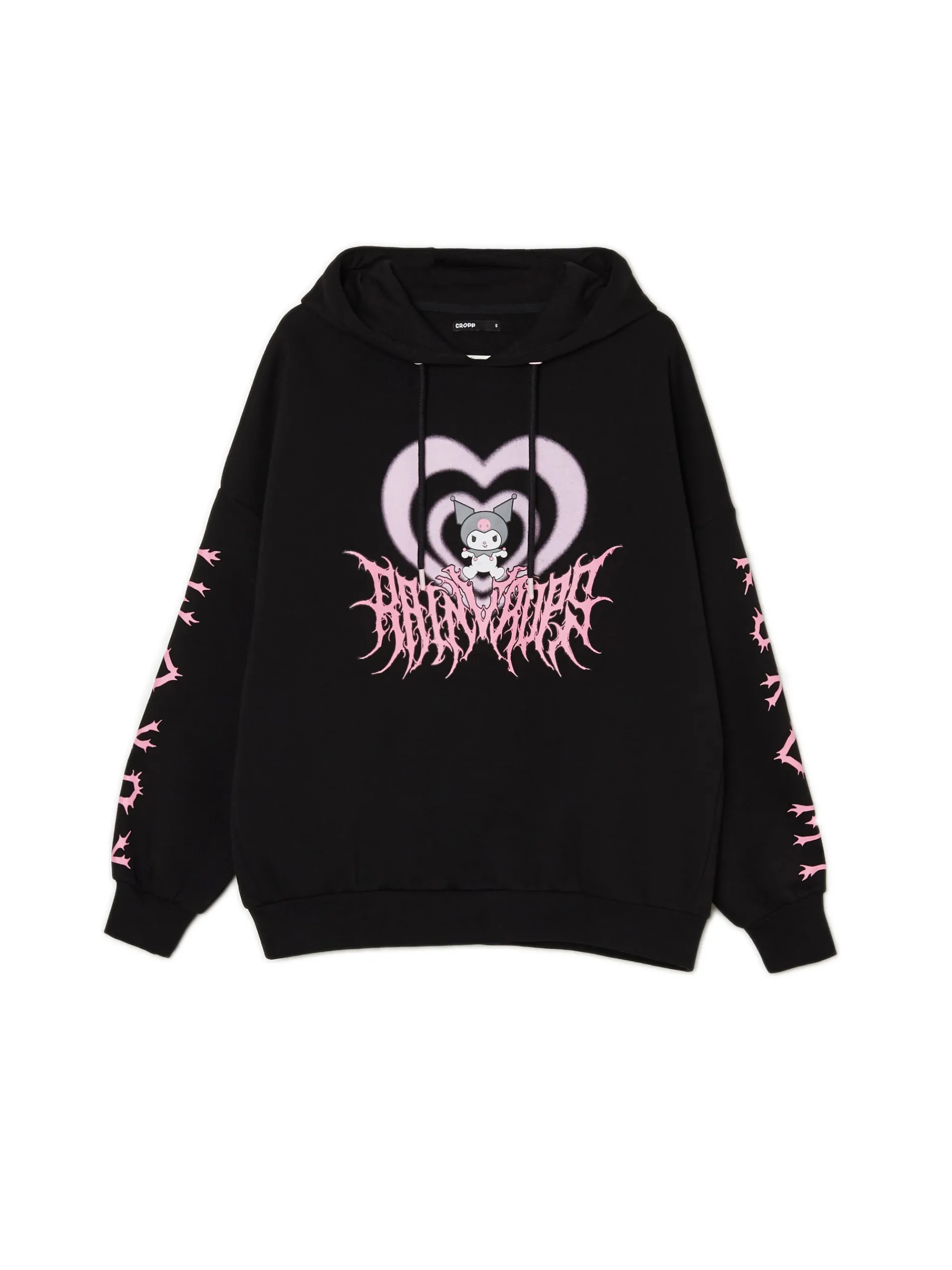 Cropp Bluzy*Czarna bluza z kapturem Kuromi