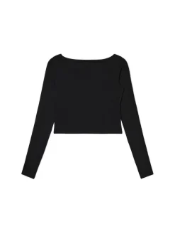 Cropp Koszulki, Topy*Czarna bluzka longsleeve z wiskozą
