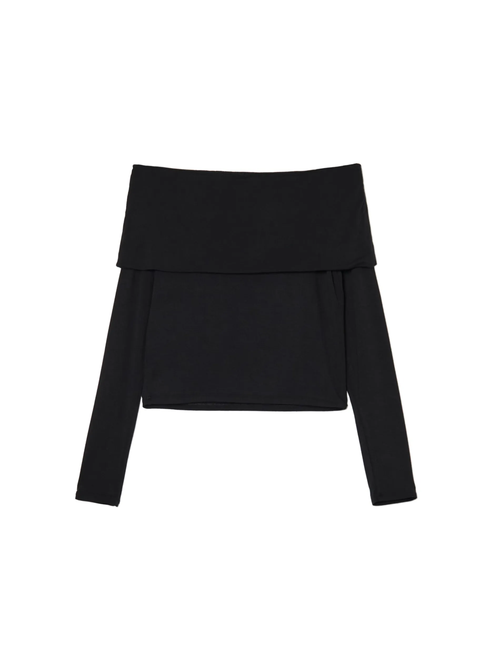 Cropp Koszulki, Topy*Czarna bluzka z hiszpańskim dekoltem