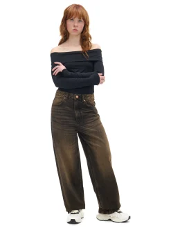 Cropp Koszulki, Topy*Czarna bluzka z odkrytymi ramionami