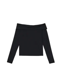 Cropp Koszulki, Topy*Czarna bluzka z odkrytymi ramionami