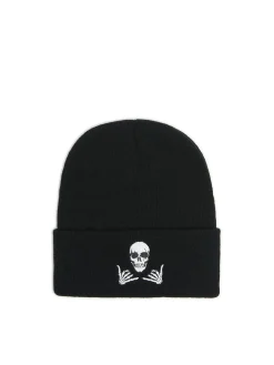 Cropp Czapki*Czarna czapka beanie z kościotrupem