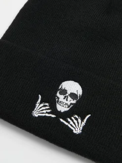 Cropp Czapki*Czarna czapka beanie z kościotrupem