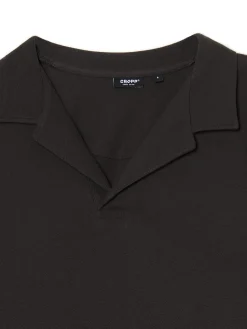 Cropp Koszulki*Czarna gładka koszulka polo