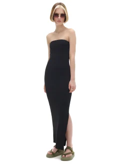 Cropp Sukienki, Kombinezony*Czarna gładka sukienka midi