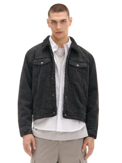 Cropp Kurtki, Płaszcze|Denim*Czarna jeansowa kurtka sherpa