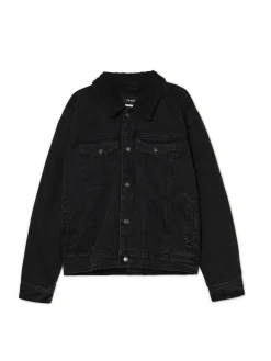Cropp Kurtki, Płaszcze|Denim*Czarna jeansowa kurtka sherpa