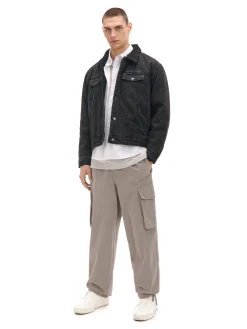 Cropp Kurtki, Płaszcze|Denim*Czarna jeansowa kurtka sherpa