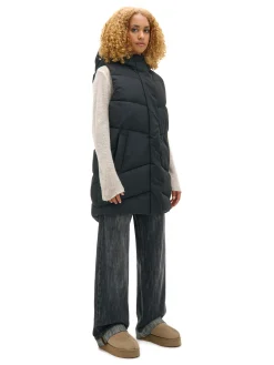 Cropp Kurtki, Płaszcze*Czarna kamizelka puffer z kapturem