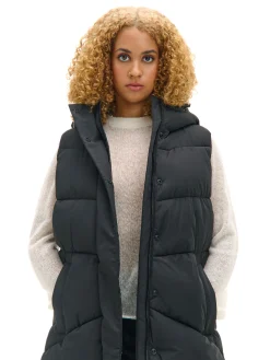 Cropp Kurtki, Płaszcze*Czarna kamizelka puffer z kapturem