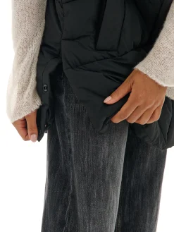 Cropp Kurtki, Płaszcze*Czarna kamizelka puffer z kapturem