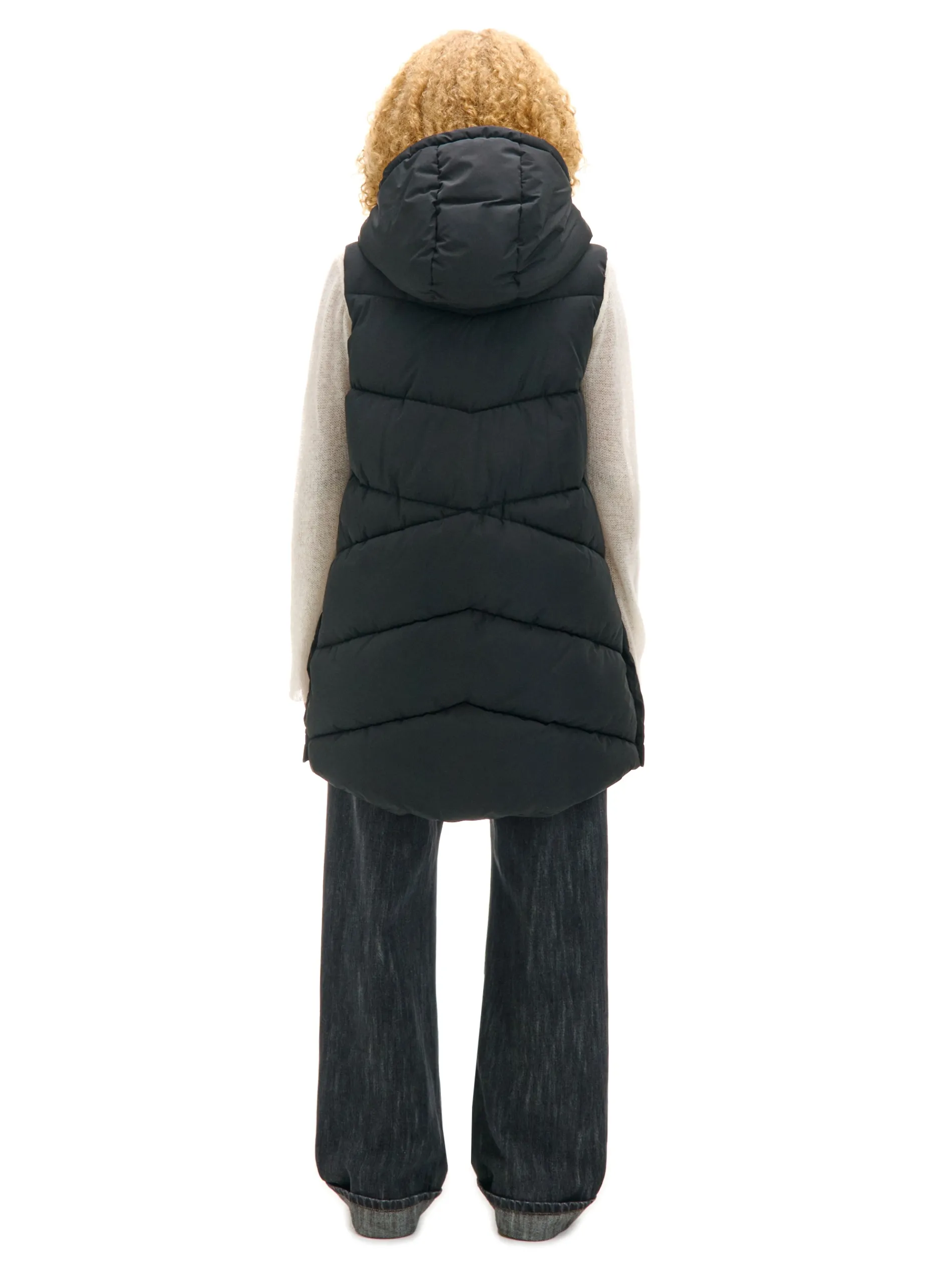 Cropp Kurtki, Płaszcze*Czarna kamizelka puffer z kapturem