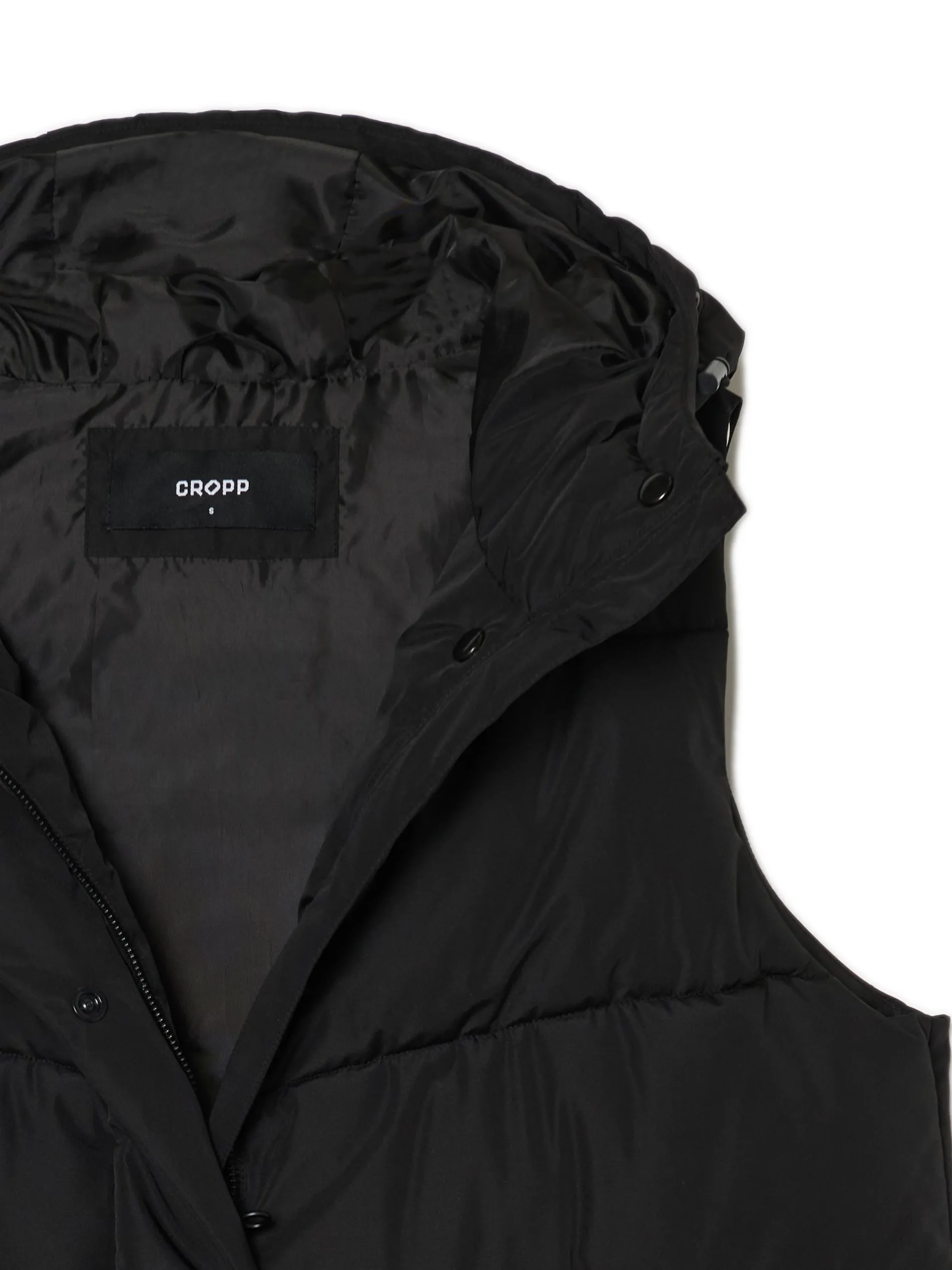 Cropp Kurtki, Płaszcze*Czarna kamizelka puffer z kapturem