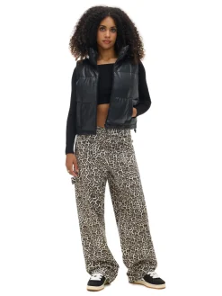 Cropp Kurtki, Płaszcze*Czarna kamizelka z efektem skóry