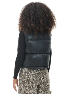 Cropp Kurtki, Płaszcze*Czarna kamizelka z efektem skóry