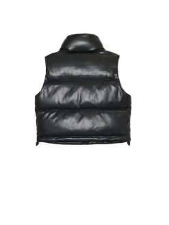 Cropp Kurtki, Płaszcze*Czarna kamizelka z efektem skóry