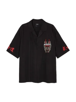 Cropp Koszule*Czarna koszula z krótkim rękawem