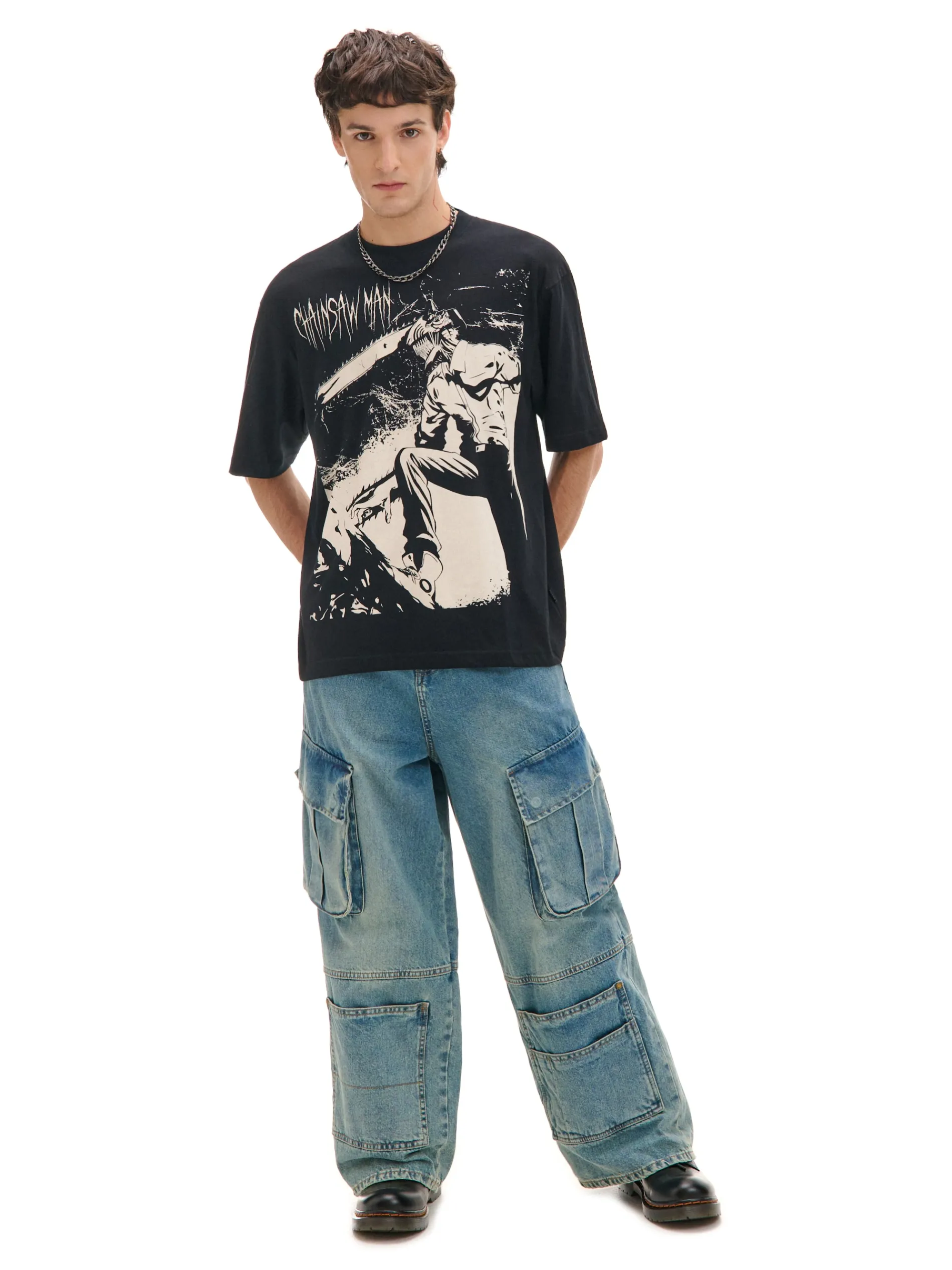 Cropp Koszulki*Czarna koszulka Chainsaw Man