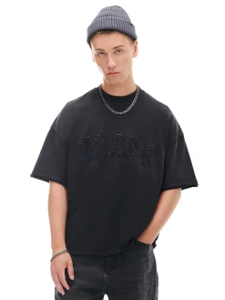 Cropp Koszulki*Czarna koszulka z haftem