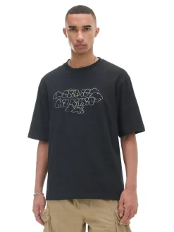 Cropp Koszulki*Czarna koszulka z haftem i sloganem