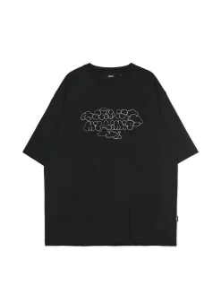 Cropp Koszulki*Czarna koszulka z haftem i sloganem