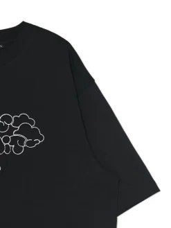 Cropp Koszulki*Czarna koszulka z haftem i sloganem