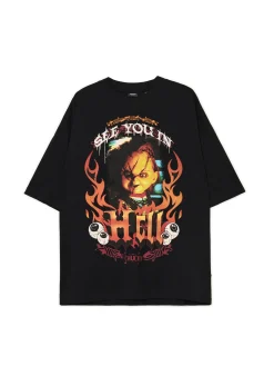 Cropp Koszulki*Czarna koszulka z Laleczką Chucky