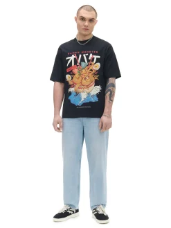 Cropp Koszulki*Czarna koszulka z nadrukiem