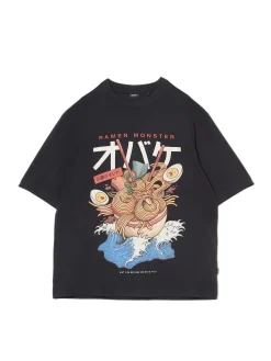 Cropp Koszulki*Czarna koszulka z nadrukiem