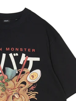 Cropp Koszulki*Czarna koszulka z nadrukiem