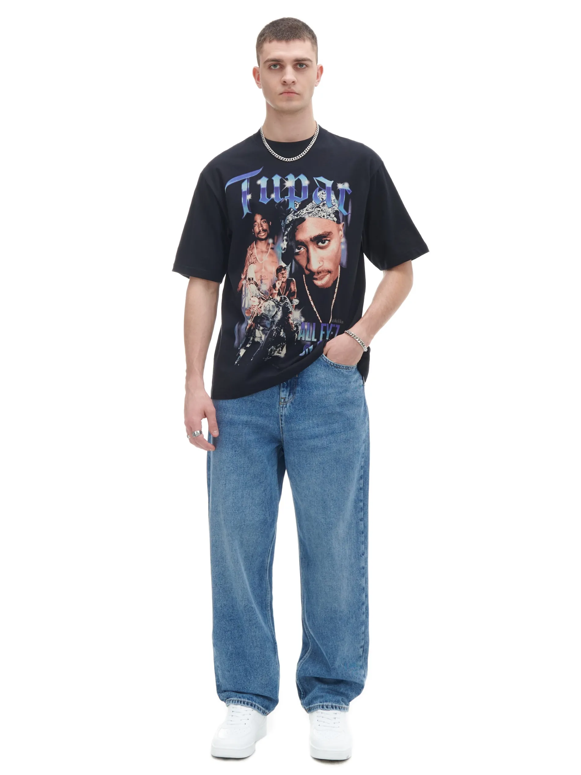 Cropp Koszulki*Czarna koszulka z nadrukiem Tupac