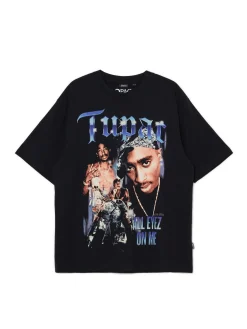 Cropp Koszulki*Czarna koszulka z nadrukiem Tupac