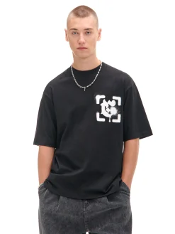 Cropp Koszulki*Czarna koszulka z nadrukiem po obu stronach