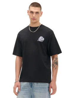 Cropp Koszulki*Czarna koszulka z nadrukiem