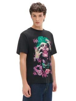 Cropp Koszulki*Czarna koszulka z nadrukiem Jokera