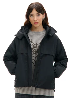 Cropp Kurtki, Płaszcze*Czarna kurtka anorak z kapturem