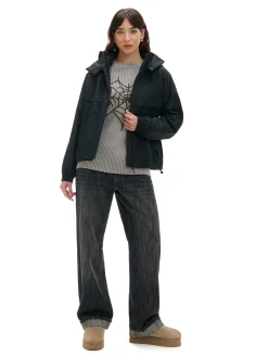 Cropp Kurtki, Płaszcze*Czarna kurtka anorak z kapturem